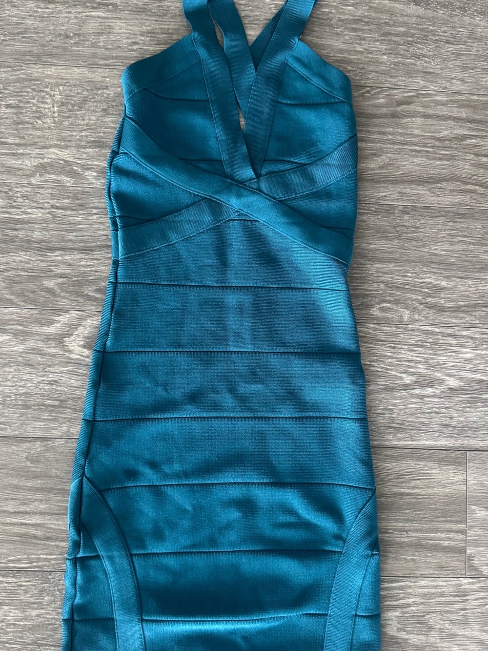 bebe Teal Bandage Mini Dress